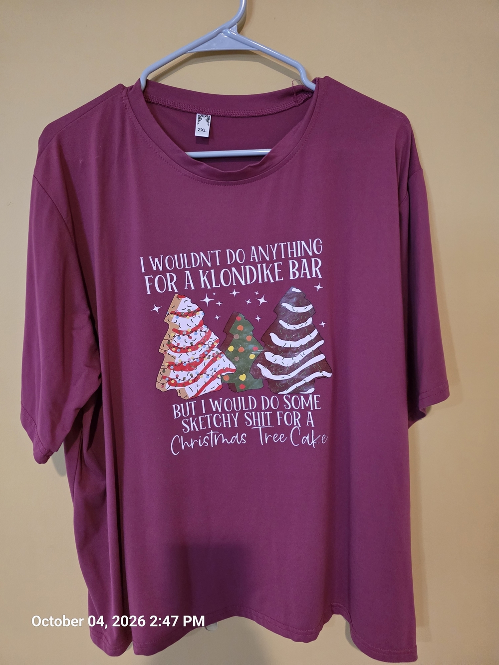 Woman's Christmas Tree Cake Graphic Tee - Berry
